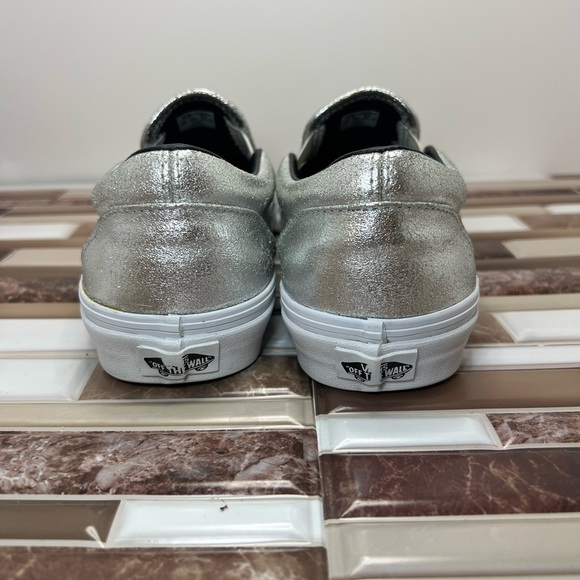 RARE🔥 VANS Slip On Sneakers Silver Dust Sparkle Shoes Sz 7.5 Men’s - 9 Women’s - Picture 4 of 15